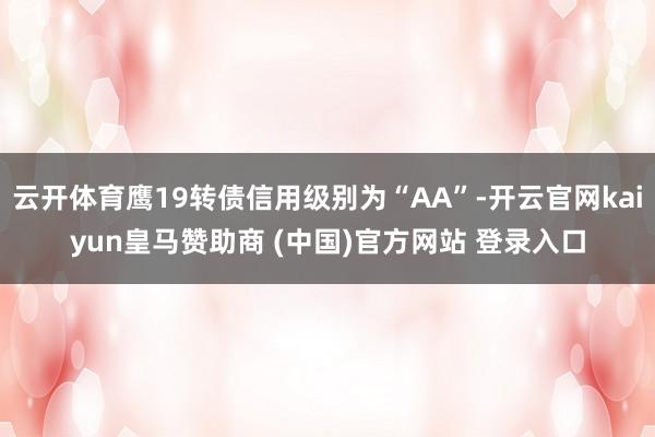 云开体育鹰19转债信用级别为“AA”-开云官网kaiyun皇马赞助商 (中国)官方网站 登录入口